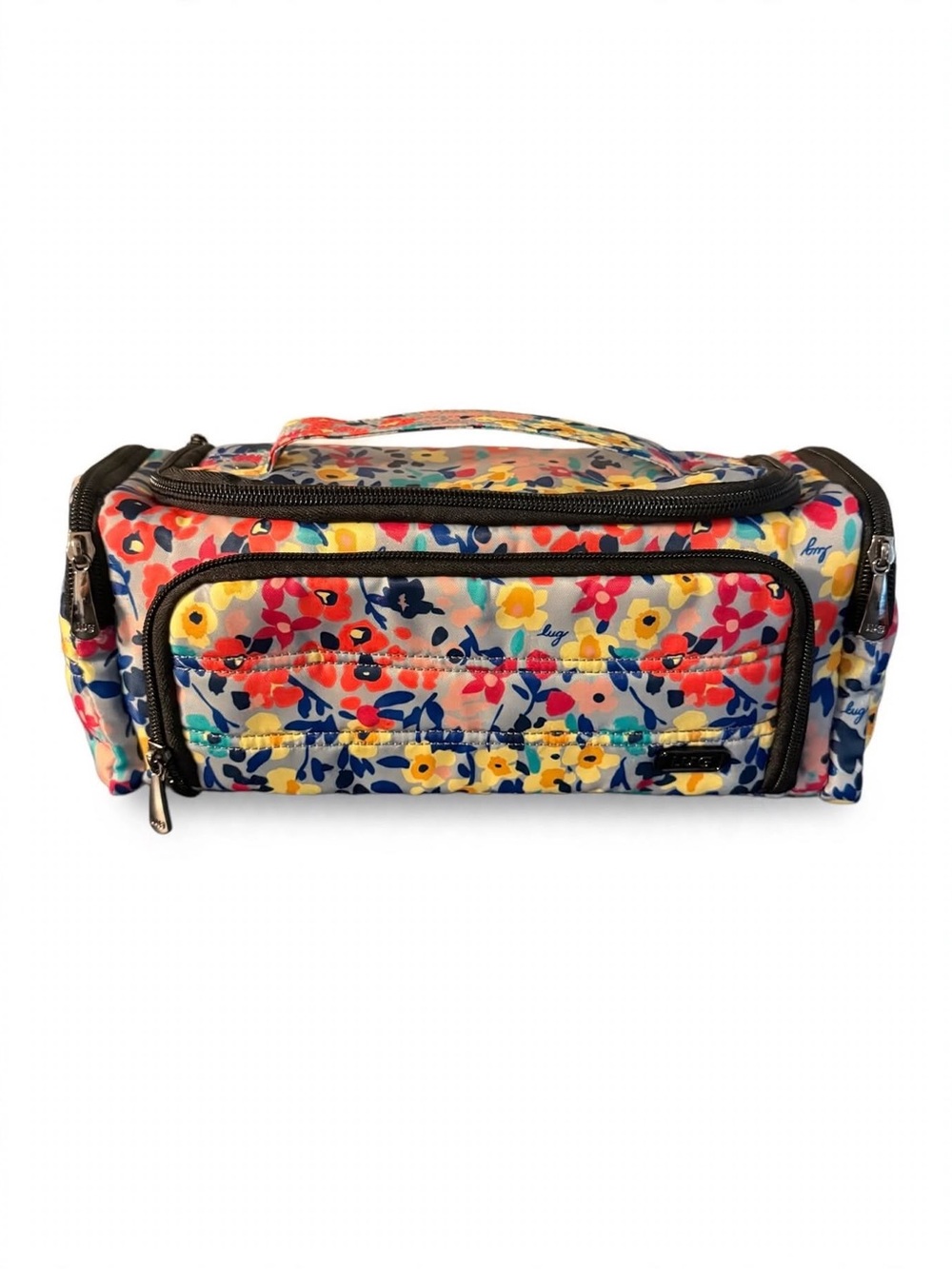 Lug Trolley Floral Multicolor Wildflowers Makeup Bag Zipper Pockets 12X5X4”
